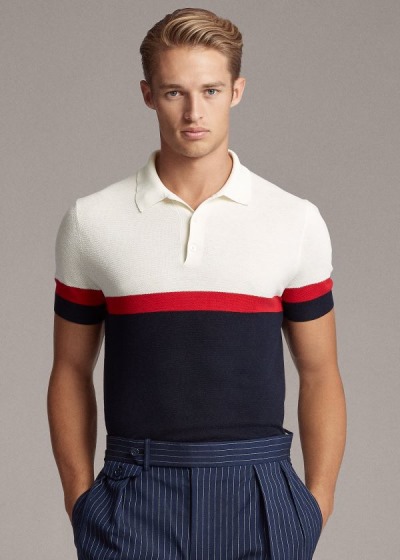 Men's Ralph Lauren Silk-Blend Polo-Collar Sweater | 721605ISN